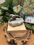 Metal Tyrannosaurus Rex on Calcite – Unique gift for display